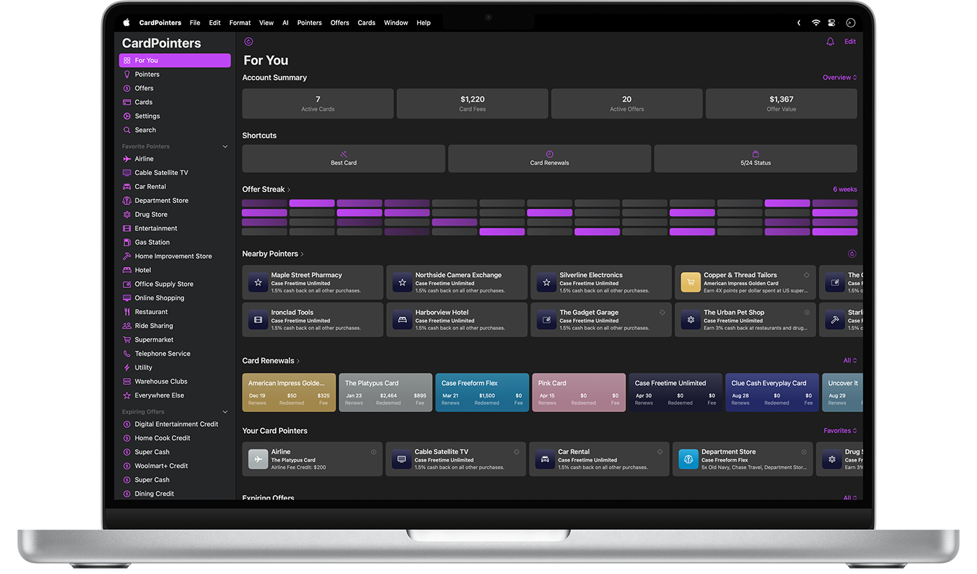 CardPointers interface before redesign
